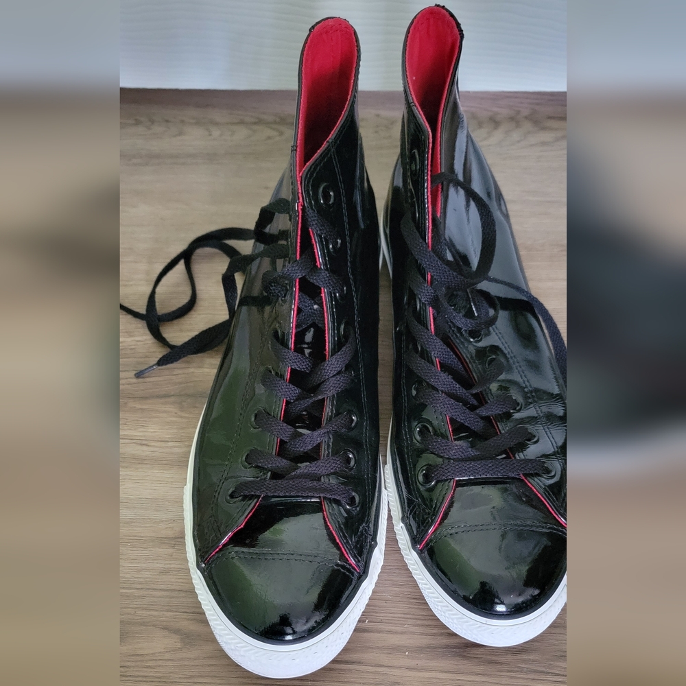 Converse Black and Red Patent Sneakers